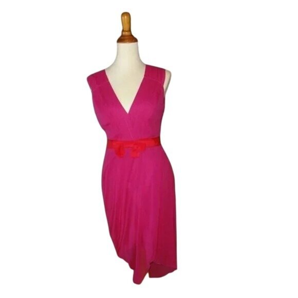 🆕VERA WANG Lavender Label Draped Silk Chiffon Dress 6 - Picture 5 of 8